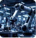 Braço robótico em ambiente industrial