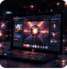 Tela com conteúdo digital e produção audiovisual